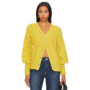New AYNI Sonqollay Cardigan in Lemon wool yellow knit